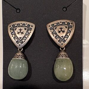 Carolyn Pollack Sterling Silver and Green Stone Dangle Earrings